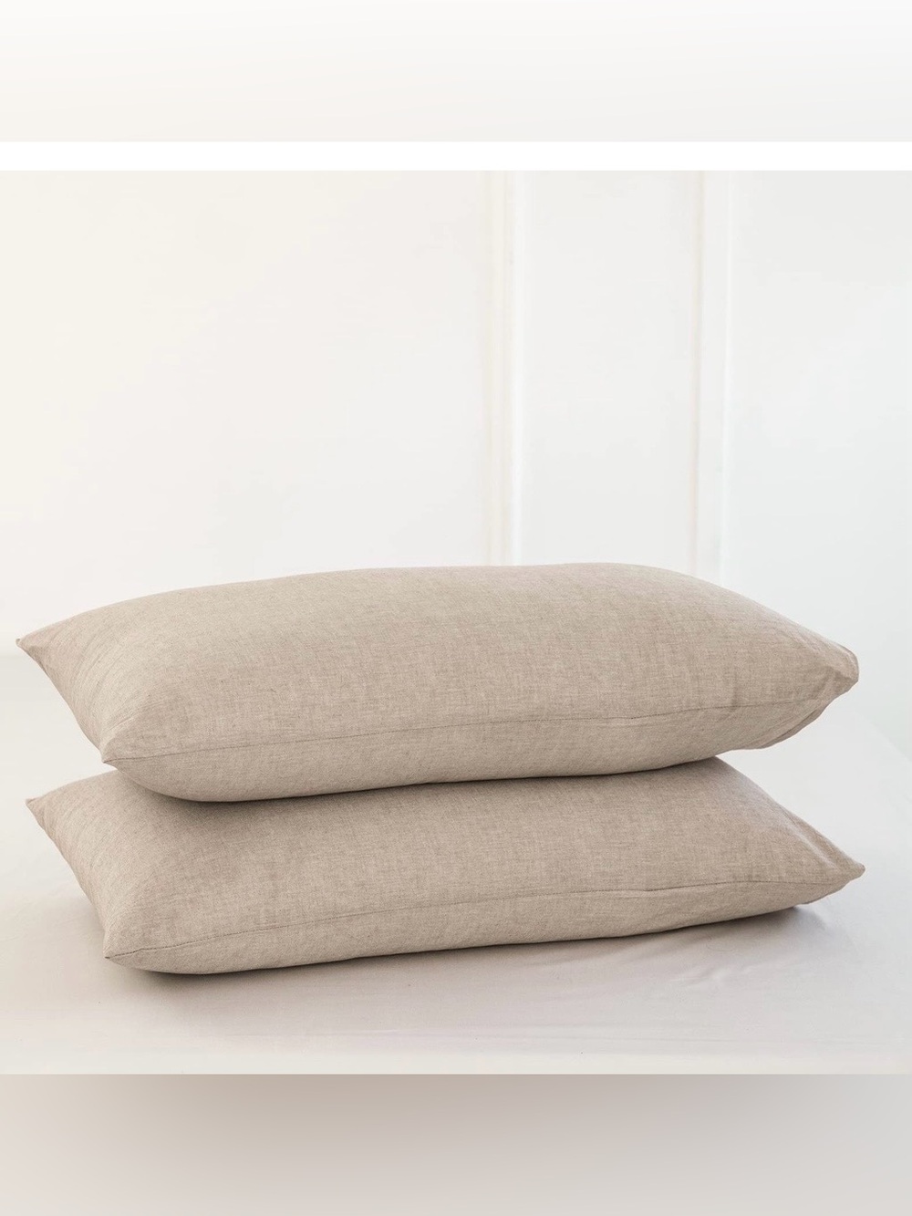 100% Washed Cotton Linen-Like Textured Pillowcases (2-Pack) - Heathered Taupe